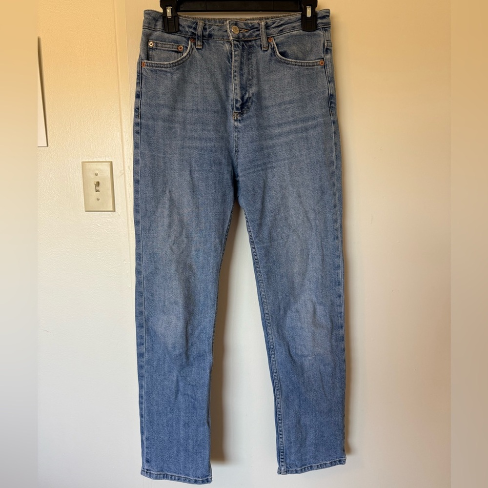 Topshop MOTO Light Blue Women's Straight Jeans